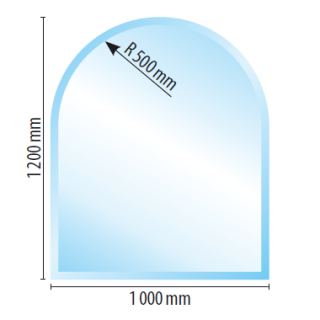 Sklo pod kamna zaoblené 100 x 120 cm