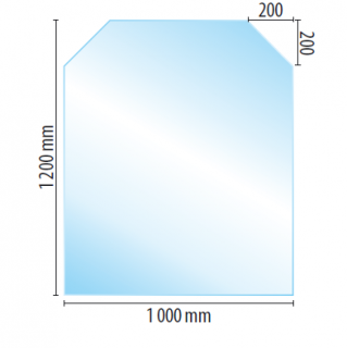 Sklo pod kamna zkosené rohy 100 x 120 cm