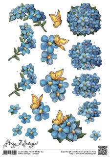 3D Výřezy Modré květy