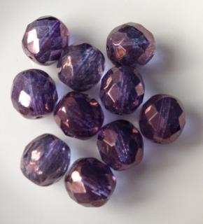 Broušené korálky krystal s fialovým listrem