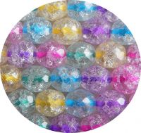 Broušené korálky práskaný krystal s průtahem fialová