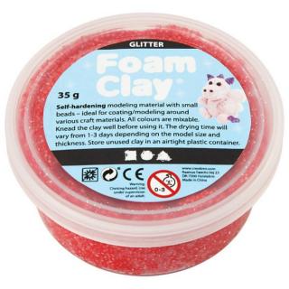 Foam Clay kreativní kuličková hmota červená třpytivá