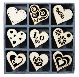 Mix dřevěných dekorací srdce