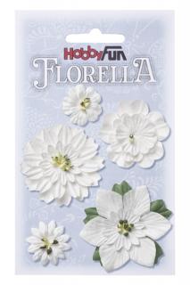 Papírové květy FLORELLA bílé 2-5 cm