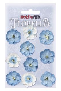 Papírové květy FLORELLA modré 2,5 cm
