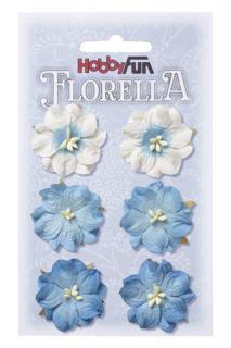 Papírové květy FLORELLA modré 3,5 cm