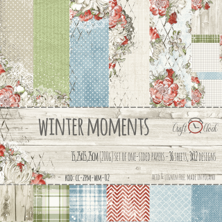 Sada oboustranných papírů Winter Moments 15x15 cm