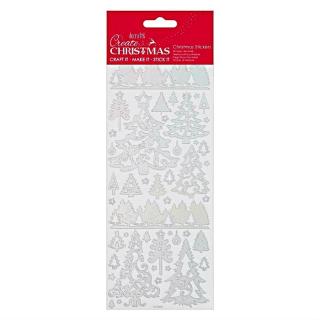 Samolepky kontury stříbrné - Vánoční stromky