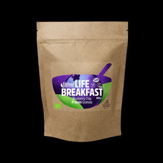 Life breakfast borůvková granola s proteinem a chia BIO RAW 300g, Lifefood