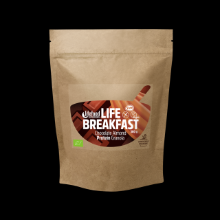Life breakfast čokoládová granola s proteinem a mandlemi BIO RAW 300g, Lifefood