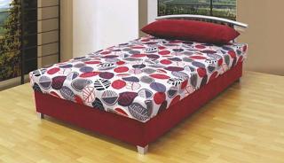 Čalouněná menší postel ANDY 140x200 cm vč. roštu, matrace a ÚP bordó mikro / vzor