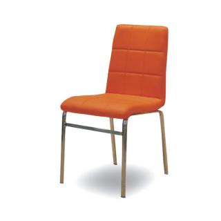 Chromová židle, chrom/ekokůže oranžová, DOROTY NEW