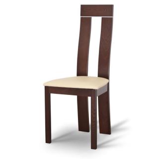 Dřevěná židle, ořech / ekokůže béžová, DESI