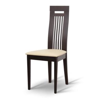 Dřevěná židle, wenge/ekokůže béžová, EDINA