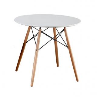 Jídelní stůl, dřevo + MDF, bílá, GAMIN 90