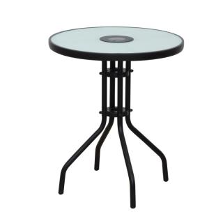 Jídelní stůl vhodný k zahradnímu setu, cen oceli / temperované mlečné sklo, OLIVAN