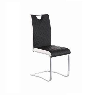 Jídelní židle, Chrom / Ekokůže, Černá / Bílá, IMANE