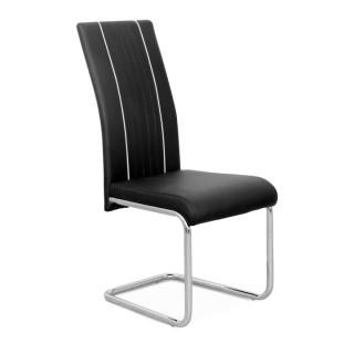 Jídelní židle, ekokůže černá / bílá / chrom, LESANA
