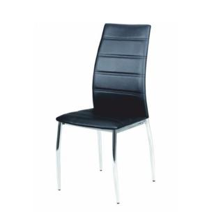 Jídelní židle, ekokůže černá / chrom, DELA