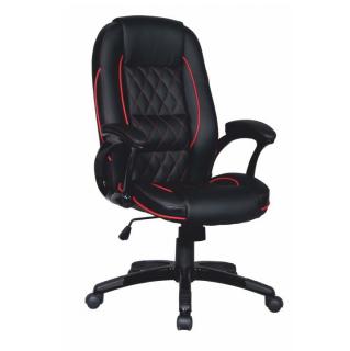 Kancelářská židle, ekokůže černá / červený lem, PORSHE
