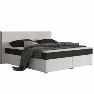 Komfortní postel, černá látka / bílá ekokůže, 180x200, NOVARA KOMFORT