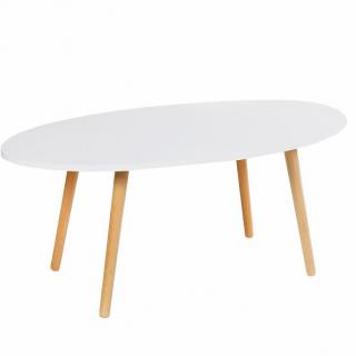 Konferenční stolek, bílá/natural, BAZZY 1