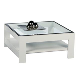 Konferenční stolek, bílý extra vysoký lesk HG/sklo, ATTAC