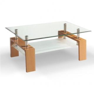Konferenční stolek, buk / sklo, LIBOR NEW