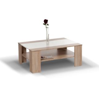 Konferenční stolek, dub sonoma / bílá extra vysoký lesk HG, ARIADNA