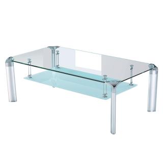 Konferenční stolek, sklo/stříbrný, RICKY
