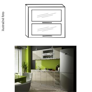 Kuchyňská skříňka, dub sonoma / bela, stříbrné orámování / sklo, IRYS NEW G2W-80