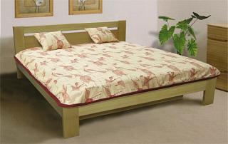Masivní manželská postel TIBOR 1 180x200 cm bez roštu a ÚP světlý ořech