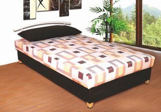 Menší čalouněná postel ALICE 120x200 cm vč. roštu, matrace a ÚP černá / šedá vzor