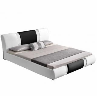 Moderní postel, bílá / černá, 180x200, LUXOR