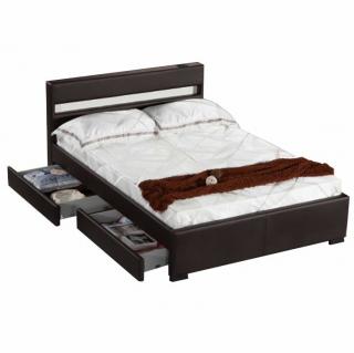 Moderní postel s Bluetooth reproduktory a RGB LED osvětlením, černá, 160x200, Fabala