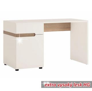 PC stůl, bílá extra vysoký lesk HG / dub sonoma tmavý truflový, LYNATET TYP 80