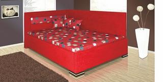 Rohová postel MELISSA 140x200 cm vč. roštu, matrace a ÚP červená