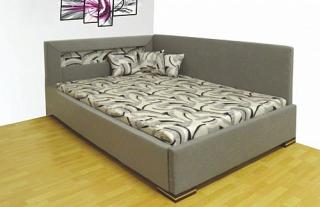 Rohová postel MELISSA 140x200 cm vč. roštu, matrace a ÚP šedá
