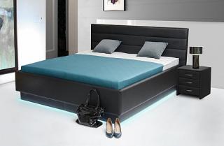 Vyšší manželská postel PETRANA 2 180x200 cm vč. roštu a ÚP M06- Ekokůže černá