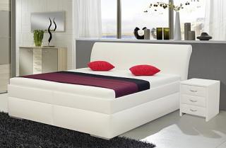 Zvýšená manželská postel MINETA PLUS 2 180x200 cm vč. roštu a ÚP Ekokůže bílá M01+M01K