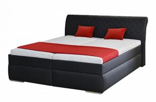 Zvýšená manželská postel MINETA PLUS 2 180x200 cm vč. roštu a ÚP Ekokůže černá M06+M06K