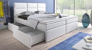Zvýšená postel MIRANDA 180 cm vč. roštu, matrace a ÚP eko bílá