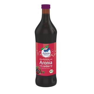 Arónie (černý jeřáb, jeřabina) + Brusinka BIO, 100% čistá šťáva, 0,7 litru