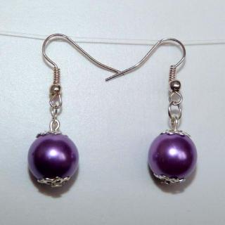 Náušnice - fialové perličky