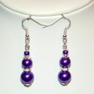 Náušnice - fialové perličky 3