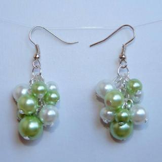 Náušnice hrozny - světle zelené perličky