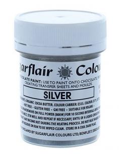 Barva na bázi kakaového másla Sugarflair Silver 35g