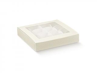Krabička na pralinky bílá kůže 160x160x30 s mřížkou