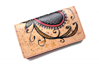 Malovaná kožená peněženka  zamknuté srdce