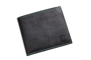 Panská kožená peněženka černo-tyrkysová